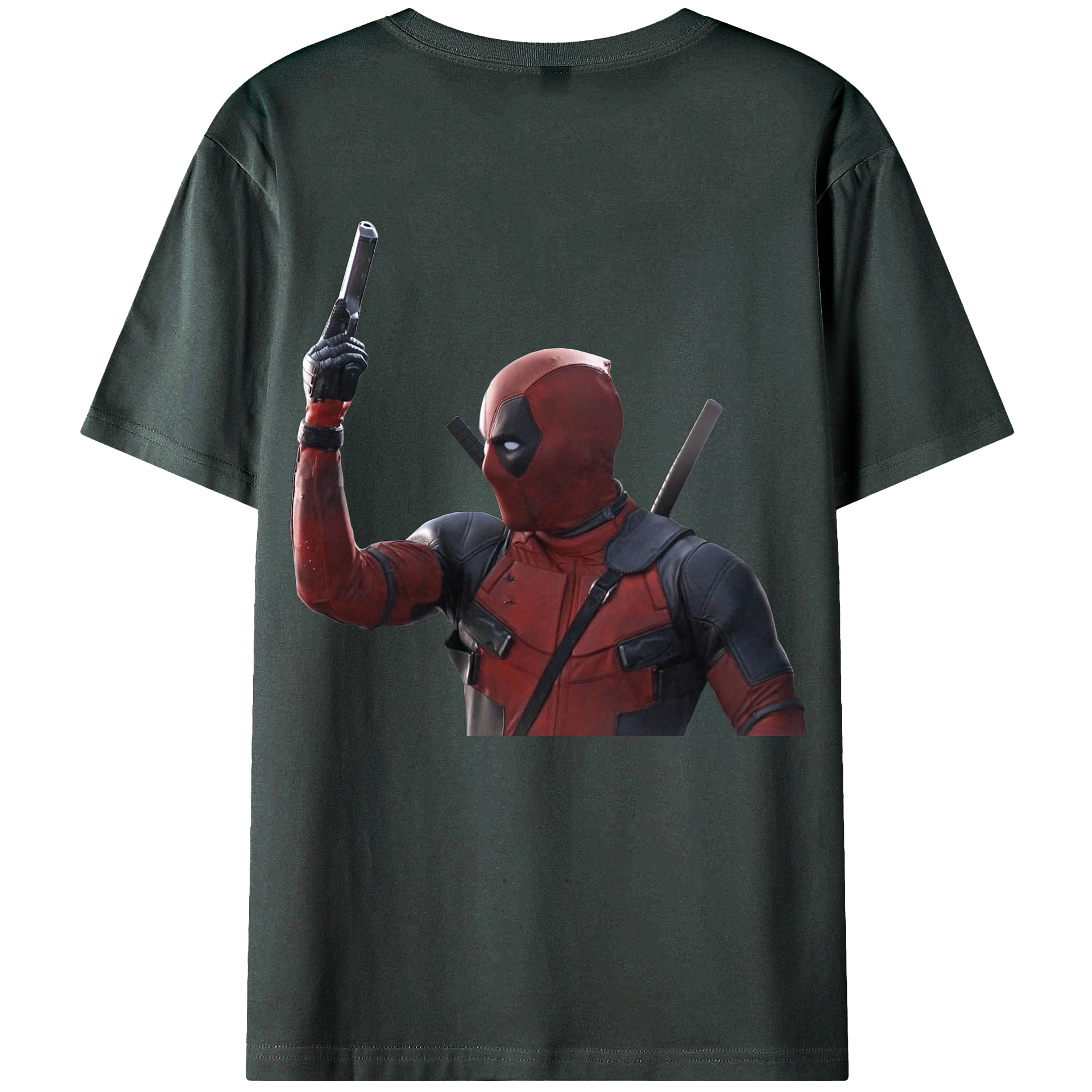 （画像用） Deadpool デッドプール 綿100％ メンズ半袖Tシャツ（バックプリント） 通気性